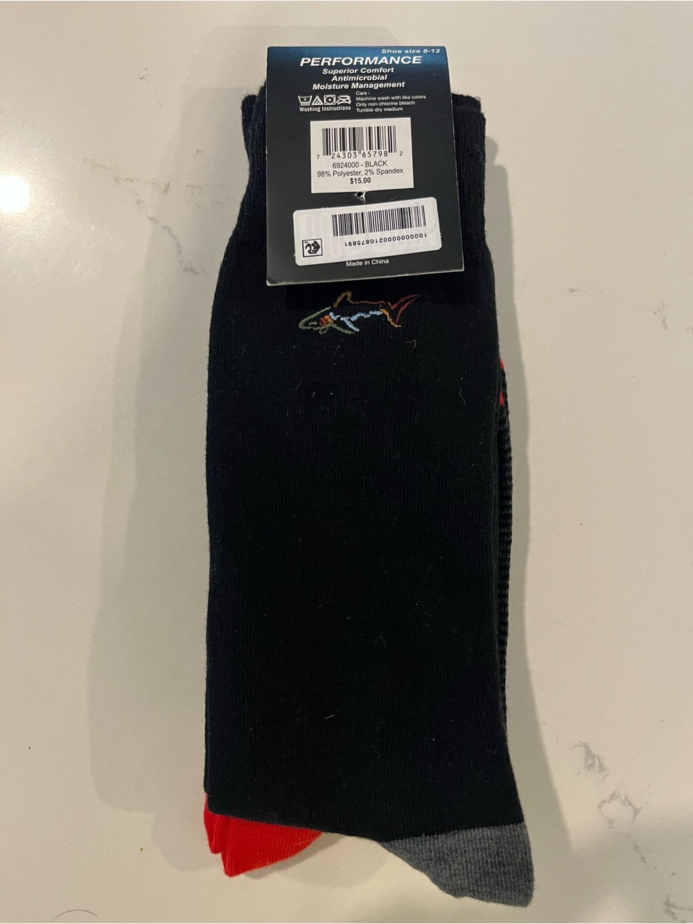 Greg Norman Collection Black Striped Dress Socks with Red Toe Shoe Size 8-12 - Picture 3 of 5